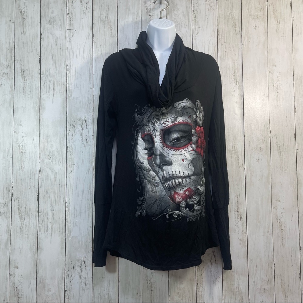 Spiral Direct Gothic Cowl Neck Off shoulder Top Large